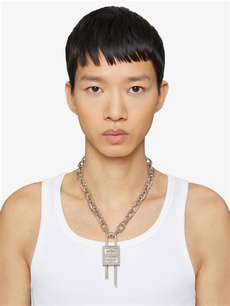 givenchy chunky necklace|Givenchy medium lock necklace.